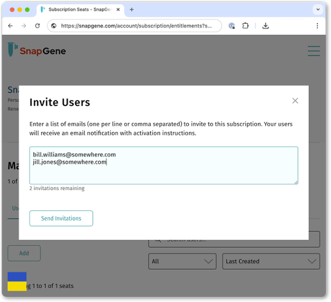 SnapGene 管理电子邮件登录许可 image