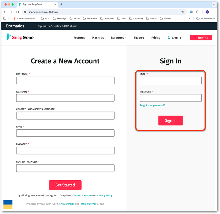 SnapGene 管理电子邮件登录许可 image